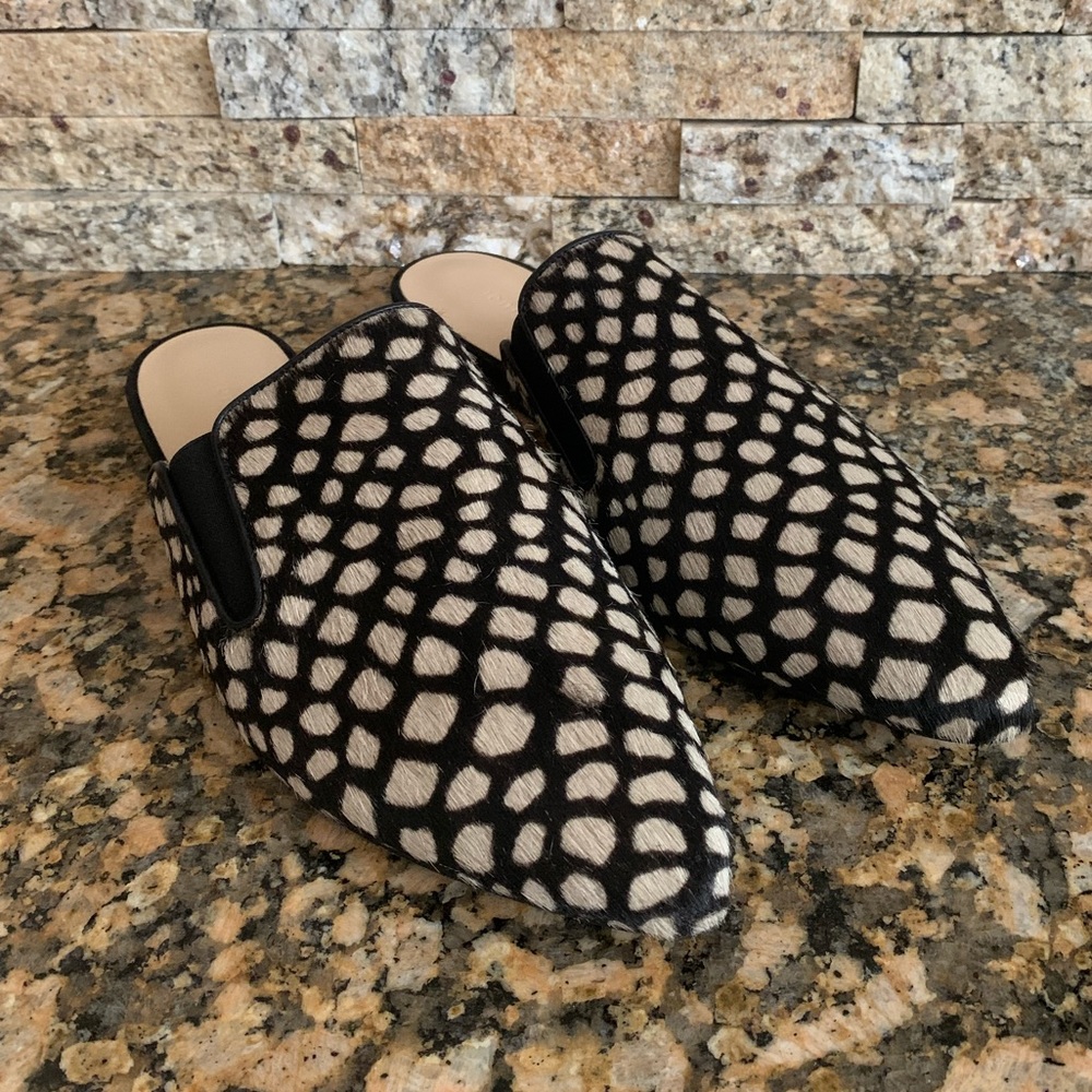 Jenni Kayne Black & Cream Pony Hair Mules (NWOT) Size 40